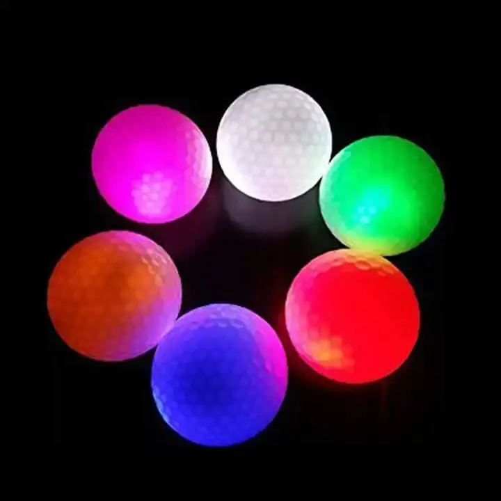 Pelotas de Golf เครื่องตีกอล์ฟแบบ3ชิ้น LED ลูกกอล์ฟเรืองแสง