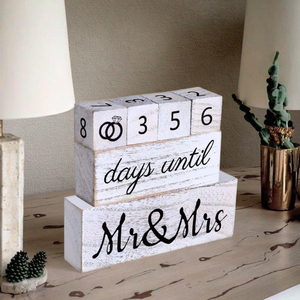 Set di blocchi in legno per il conto alla rovescia del matrimonio, decorazione rustica per centrotavola di <span class=keywords><strong>fidanzamento</strong></span>, idea <span class=keywords><strong>regalo</strong></span> - Product Image 1