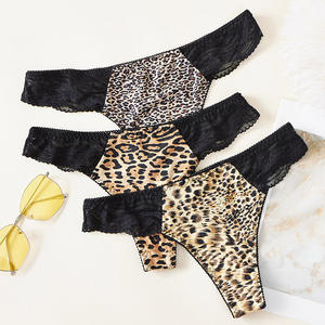 Lingerie en dentelle pour femmes, culotte à imprimé léopard, bikini <span class=keywords><strong>sexy</strong></span>, respirant, logo à la taille, sous-vêtements transparents en maille, confort, sous-vêtements érotiques - Product Image 2