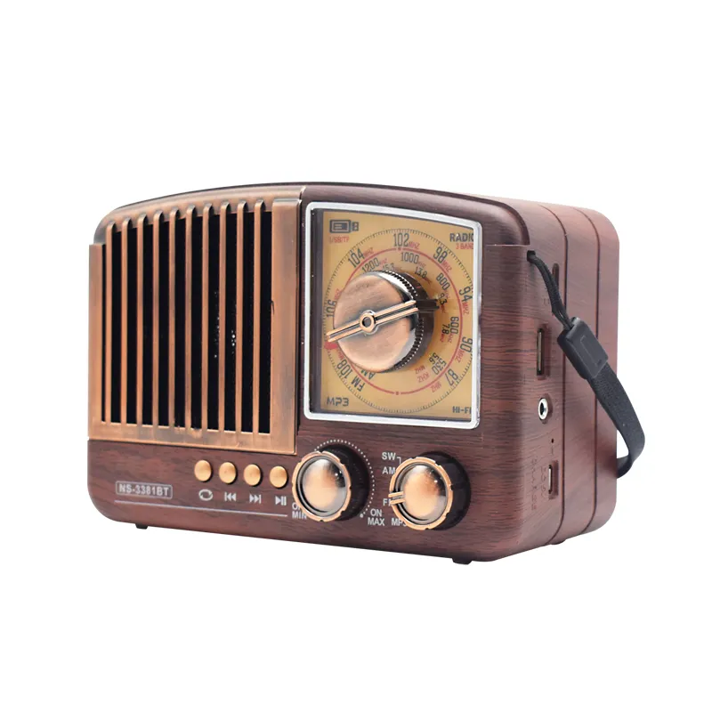 Vendita calda Classic Home Retro Radio FM AM SW Multiband Mini lettore Mp3 portatile altoparlante Radio BT vecchio stile in legno