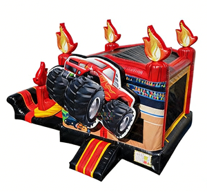 Castillo Inflable de PVC de Grado Comercial con Diseño de Camioneta Monstruo con <span class=keywords><strong>Llamas</strong></span>, 4mx4mx4m, Capacidad de 500KG, Fácil de Instalar - Product Image 1