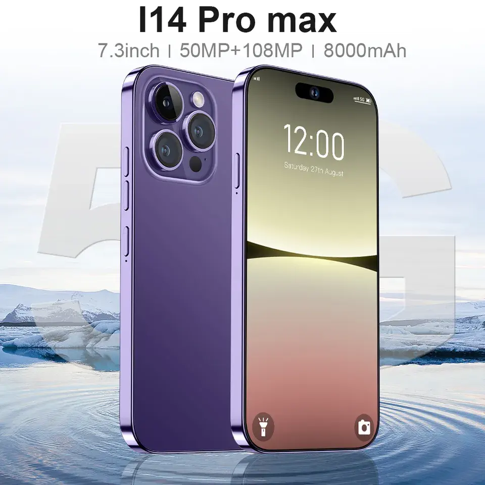 Hot Selling PHONE i14 Pro Max Original Unlock 16GB+1024GB 24MP+48MP Double Sim Card 6800mAh Cell Celular Smart 5G Mobile Phone