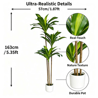 Plante artificielle Dracaena Corn Plant 163 cm, faux arbre à feuilles persistantes pour la décoration intérieure de Noël, du Nouvel An et des fêtes.