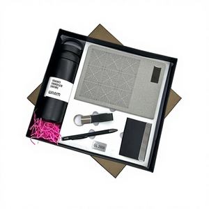 Set de Regalo Promocional de Lujo Personalizado con Logotipo Empresarial, Botella Blanca Brillante de 500 ml con Botón de Presión, Cuaderno A5, Lienzo, Tarjeta de Acero - Product Image 1