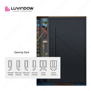 Porte d'Ingresso Pivotanti con Telaio <span class=keywords><strong>in</strong></span> Alluminio Nero di Design Moderno per Ville e Case - Product Image 5