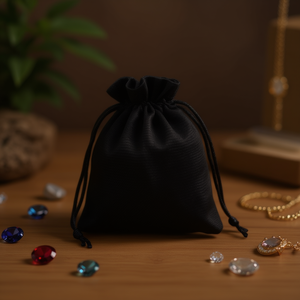 Sacchetto regalo Ilan 13x18 cm nero con coulisse per conservare gioielli - Product Image 2