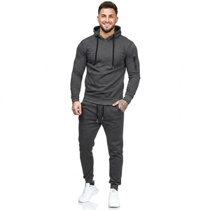 Custom 480GSM Cotton Blend Tracksuit Men Winter Fleece Lined Hoodie Jogger Set Puff Print Logo <b>Navy</b> Blue Gym Outfit - Product Image 1