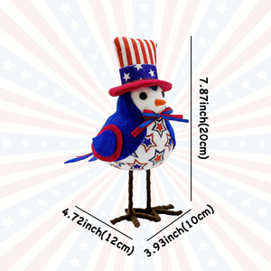 Decoración Patriótica de Alta Calidad para el <span class=keywords><strong>4</strong></span> de Julio, Adorno de Pájaro de Peluche con Sombrero de Uncle Sam para el Día de la Independencia de EE. UU., Decoración para el Hogar - Product Image 6