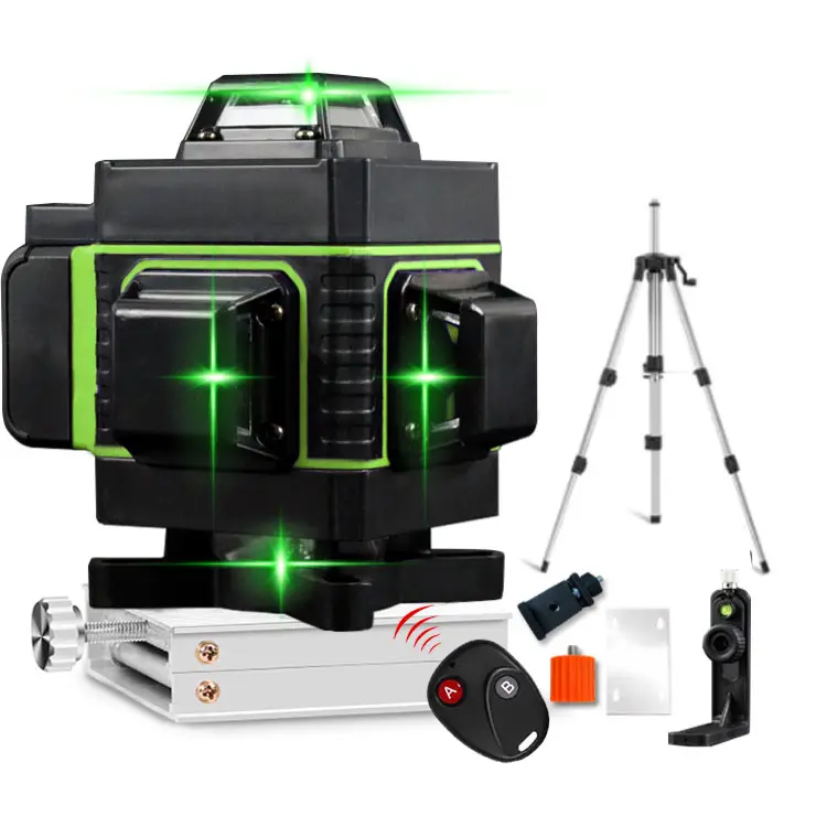 Green 360 Self Leveling Rotary Laser Level 4D 16 Lines Horizontal&Vertical Cross Line Laser Surveying Measuring Tools