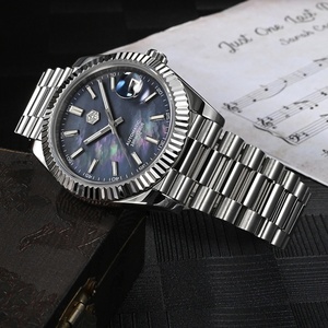 Reloj San Martin para Hombre, 40 mm, Esfera Vintage MOP, Estilo Retro, de Lujo, con Cristal de Zafiro PT5000, Mecánico Automático, Bisel Tallado, 10 Bar - Product Image 4