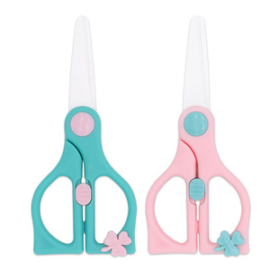 Ceramic Children <b>Scissors</b> With Round Tips 152mm Pink Green <b>Kitchen</b> Baby Food <b>Scissors</b> - Product Image 3