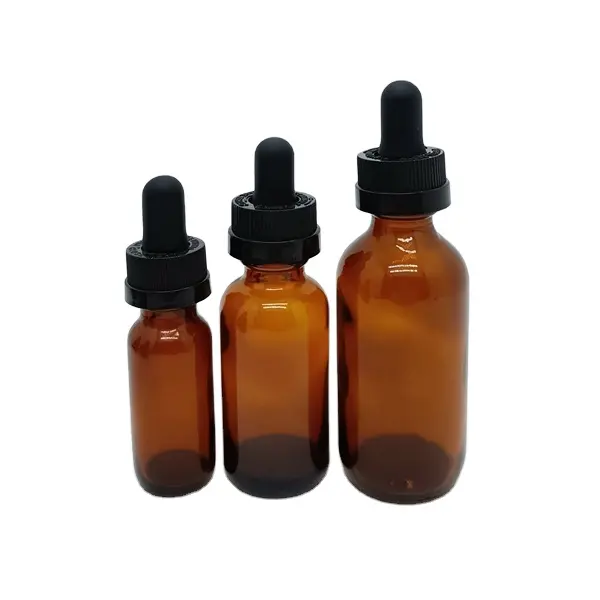 Ätherisches Haaröl Verpackung 100ml 60ml 1 Unze 4 Unzen Clear Amber Boston Runde Glas Augentropfen flasche mit weißer Pipetten kappe