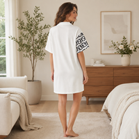 Vêtements de nuit en fibre de polyester pour femmes, robe chemise 1 pièce, pyjama imprimé personnalisé