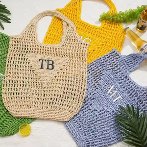 Bolso de Mano Versátil de Paja para Playa, Viajes y Fiestas con <span class=keywords><strong>Iniciales</strong></span> Personalizadas, Bolso Tote Reutilizable Ecológico - Product Image 1