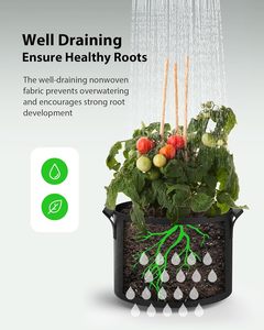 Bolsas de cultivo para plantas de 3, 5, 7, 10, 15, 20, 25 y 30 galones, macetas de tela resistentes, bolsas de jardín no tejidas, bolsas reutilizables para plantas - Product Image 3