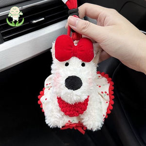 Simpatico fiocco di perle imbottito borsa per cani dell'altopiano occidentale ciondolo cartone animato animale peluche bambola portachiavi appeso giocattolo morbido accessori di fascino - Product Image 6