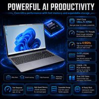 Ordinateur portable IA 15,6 pouces Intel Core Ultra 5 225H en gros, 24 Go LPDDR5, 1 To NVMe SSD, Wi-Fi 6, double Type-C, charge rapide 100 W