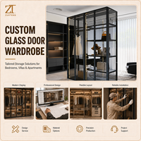 Armoire îlot élégante en verre fumé avec cadre en aluminium et écran LED vertical pour la décoration de la zone dressing haut de gamme de la suite parentale