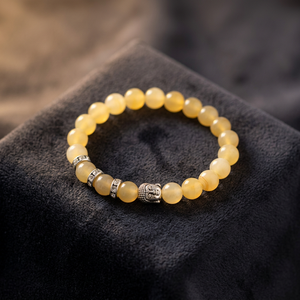 Bracelet de perles Bouddha en Citrine, fait main, pierre semi-précieuse polie, forme ronde, bijou artisanal durable, Thanksgiving - Product Image 1
