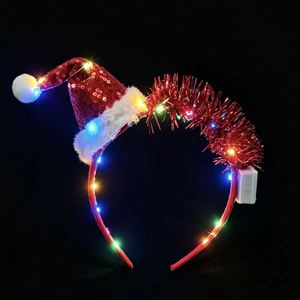 Holiday Party Costume Headwear With Mini Santa Hat Xmas Hair Accessories <b>Star</b> Ball Light up Christmas <b>Headband</b> - Product Image 1