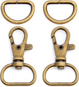 CRAFTMEMORE Ganchos giratorios de seguridad, cierres de langosta clásicos con anillas en D para correas de bolso, cordones y sets de artesanía en cuero CSD Inch An - Product Image 1
