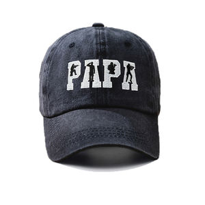 Casquette de baseball d'extérieur brodée en denim lavé PAPA Hero Casquette de baseball à logo personnalisé Casquette à visière avec protection solaire et dôme à toit incurvé - Product Image 1