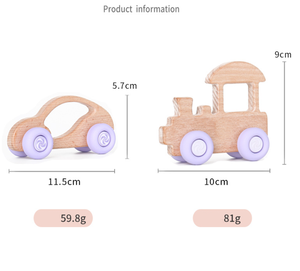 Coche de Madera de Haya Pequeño con Vehículos de Silicona, Coche Educativo de Haya <span class=keywords><strong>para</strong></span> Bebés Mayores de 3 Meses, Juguete, Regalo <span class=keywords><strong>para</strong></span> Recién <span class=keywords><strong>Nacidos</strong></span> - Product Image 2