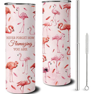 Choppa personalizzato marchio Tumbler Flamingo a tema fenicottero bottiglia sottovuoto caldo freddo isolamento termico materiale in gomma per acqua fredda - Product Image 1