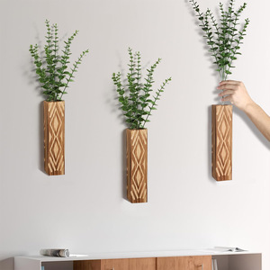 Personalizable Casa de Campo dormitorio sala de estar <span class=keywords><strong>decoración</strong></span> de la pared jarrones de bolsillo de madera macetas de cerámica de metal contemporáneo flores secas de imitación - Product Image 6
