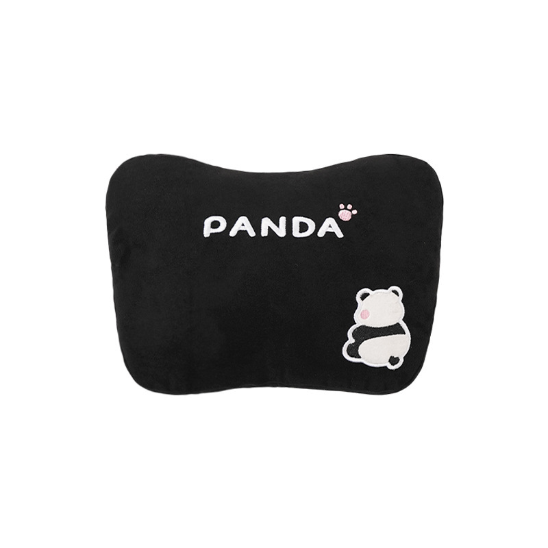 Poggiatesta in panda ricamato in pelle scamosciata