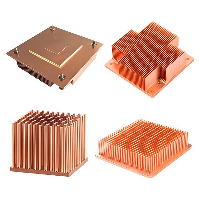 OEM 80x80mm CNC Machined Skived Fin Copper Heat Sink for Semiconductor Electronics
