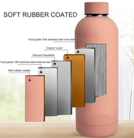 Tasse thermos en acier inoxydable au fini caoutchouc avec logo personnalisé avec bouteille d'eau en métal de 500ml