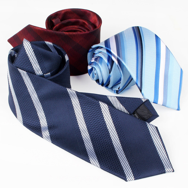 150CM Length Men Suits Accessory FashionNecktie Navy Blue White Striped Silk Ties for Tall Men