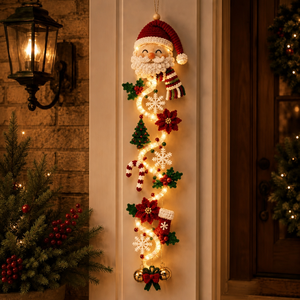 Decorazioni Natalizie per la Casa: Kit Fai-da-Te per Pendenti Luminosi all'Uncinetto con Design di Babbo <span class=keywords><strong>Natale</strong></span>, Renne, Pupazzo di Neve e <span class=keywords><strong>Angeli</strong></span>, Decorazione Luminosa per Porta - Product Image 1