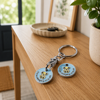 Porte-clés de luxe personnalisé Floridgift, imprimé en typographie couleur, jeton de chariot de courses en alliage de zinc, le meilleur de Chine