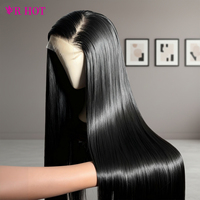 Pelucas de Cabello Humano Liso de 40 Pulgadas de Largo, al por Mayor, Pelucas sin Pegamento con Encaje HD Completo para Mujeres, Pelucas Frontales de Cabello Virgen Liso Natural