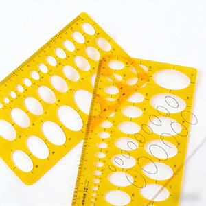 ชุดเครื่องมือวัดคณิตศาสตร์สำหรับนักเรียน ทำจากพลาสติก พร้อมไม้บรรทัดวงกลม แม่แบบวงกลม อุปกรณ์วัดมุมโค้งมนเพื่อความปลอดภัย - Product Image 3