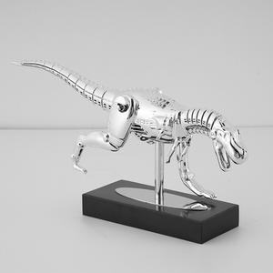 Figura de Dinosaurio de Resina Mecánica Lista para Enviar, Tiranosaurio Rex Cromado Plateado, Adorno de Escritorio, Regalo Geek - Product Image 3