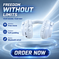 Auriculares Plegables 3 en 1 con Diseño de Lámpara Espejo, Chipset JL, Inalámbricos/BT, Tarjeta TF y Cableados para Deportes, Viajes y Aviación