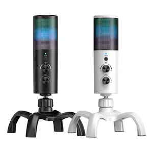 Micro Điện Dung USB Chuyên Nghiệp Để Chơi Game Ghi Âm Trực Tuyến Studio Video YouTube Trên PC Và Mac Với MIC Ánh Sáng RGB