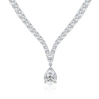 Collier en argent sterling 925 plaqué rhodium pour femmes, avec moissanite en forme de poire, collier de tennis pour mariage et fête, fabrication de bijoux sur mesure