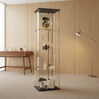 Vitrine à vin moderne à porte simple verrouillable, quatre niveaux en verre trempé, éclairage LED, panneaux blancs et noirs, décoration intérieure haut de gamme