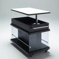 Table basse mobile multifonctionnelle en bois massif de luxe léger, table d'appoint à roulettes, table relevable pour canapé, chariot de salon, console