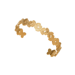 ハイエンド18K PVD金メッキステンレス鋼カフスブレスレットターニッシュフリー防水花花びらデザインおしゃれなバングル - Product Image 5
