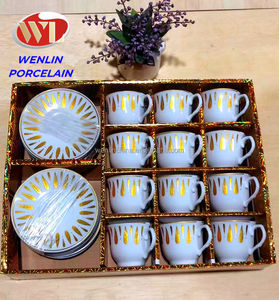 Taza de café de cerámica de Color dorado de Arabia, platillo personalizable, turco <span class=keywords><strong>Habesha</strong></span> etíope de juego de té, venta al por mayor - Product Image 2