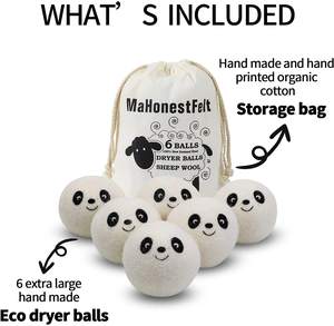 Boules de séchage en laine de Nouvelle-Zélande 100% biologique, personnalisées, réutilisables, écologiques, élimination des odeurs, adoucissant naturel pour tissus, disques de lavage - Product Image 2