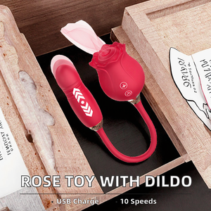 Vibrador de Silicona con Forma de Rosa, Juguete Sexual con Lengua Extensible y Función de Succión de Clítoris para Mujeres - Product Image 3