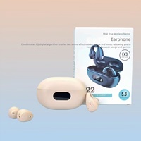 Nouveaux écouteurs sans fil X22 à clip d'oreille pour Bluetooth 5.3, son haute qualité, 3 heures d'autonomie, étanches IPX5, suppression du bruit IA