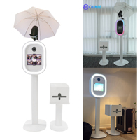 Machine de photomaton ovale avec coque pour appareil photo reflex numérique, compatible avec iPad 11/13 ou Surface Pro 12.3/13 pouces, livrée avec un flight case