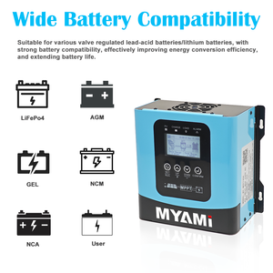 Contrôleur de charge solaire <span class=keywords><strong>MPPT</strong></span> MYAMi <span class=keywords><strong>60</strong></span> <span class=keywords><strong>amp</strong></span>ères, régulateur 30A/60A, 12V/24V/36V/48V/60V/72V/84V/96V pour batterie au plomb/lithium/LiFePo4 - Product Image 6